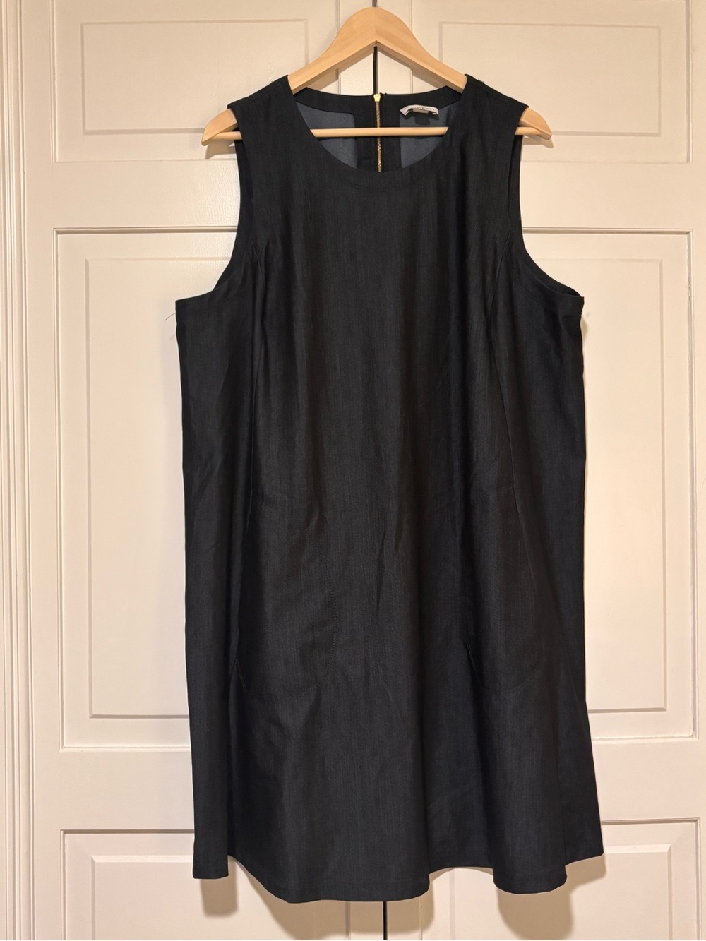 Calvin Klein Sleeveless Denim-Look A-Line Midi Dress